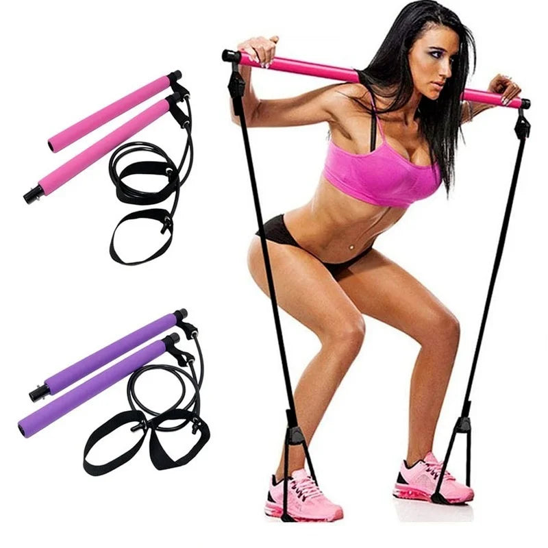 Nouveau Kit de barre de Pilates de Sport de remise en forme bâton d'entraînement de gymnastique Kit de barre d'exercice de Pilates avec bande de résistance extracteur de musculation corde de Yoga