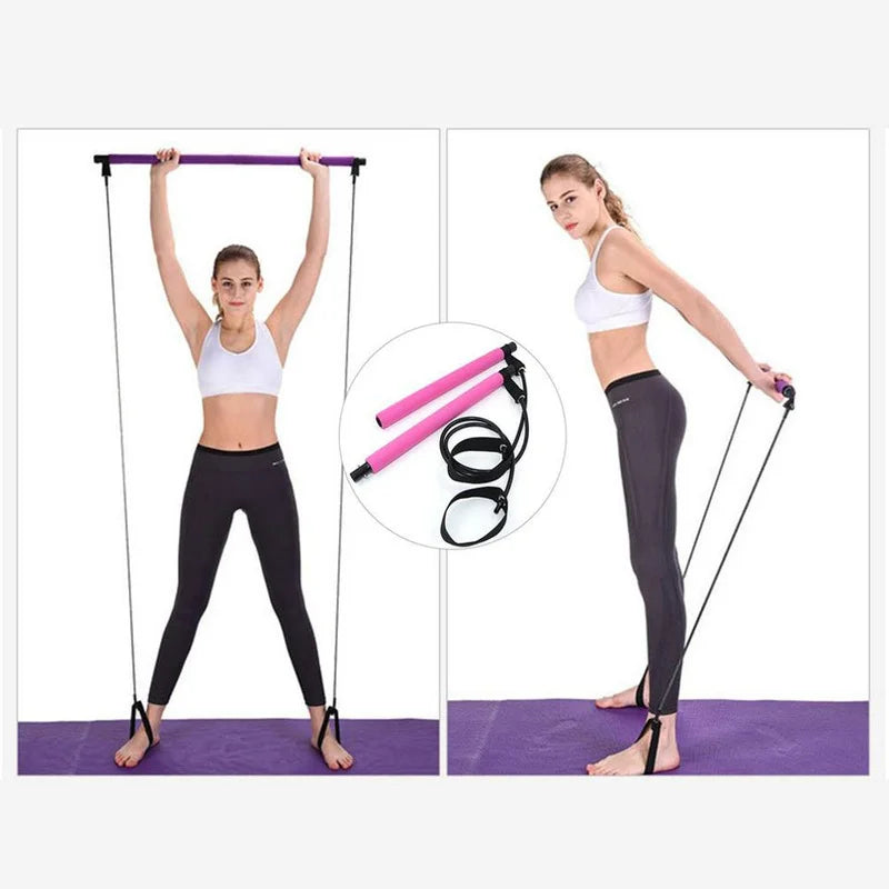 Nouveau Kit de barre de Pilates de Sport de remise en forme bâton d'entraînement de gymnastique Kit de barre d'exercice de Pilates avec bande de résistance extracteur de musculation corde de Yoga