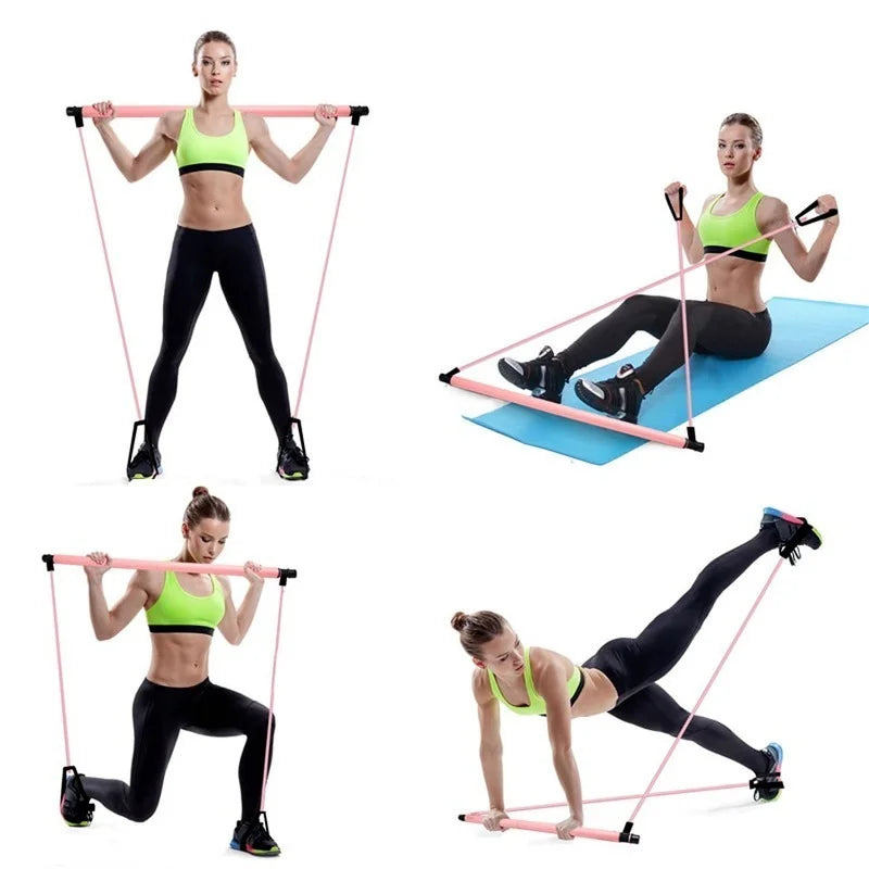 Nouveau Kit de barre de Pilates de Sport de remise en forme bâton d'entraînement de gymnastique Kit de barre d'exercice de Pilates avec bande de résistance extracteur de musculation corde de Yoga